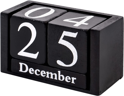 #ad 0ffice Desk Decor Wooden Blocks Calendar Perpetual Block Month Date Display $23.50