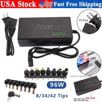 #ad 12 24V Adjustable Universal Power Supply 96W Notebook Charger Adapter For Laptop $11.95