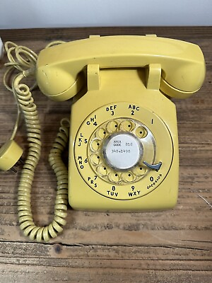#ad Vintage 1970s Yellow Bell System Western Electric Rotary Dial Phone Used $45.00