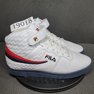 #ad Fila Vulc 13 Mid Deboss Logos Shoes Mens Sz 11 White Blue Trainers Sneakers $39.00