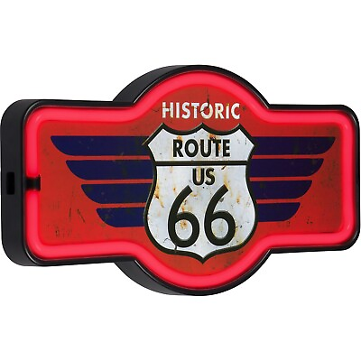#ad Route 66 LED Neon Sign Retro Home Decor 17” x 9.5” x 2” $39.99