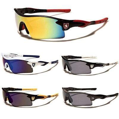 #ad Khan Half Frame Mens Mirrored Lens Wrap Around Sport Cycling Baseball Sunglasses $8.95