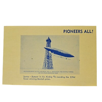 #ad Postcard Santos Dumont Air Ship Rounding The Eiffel Tower Unposted $4.89