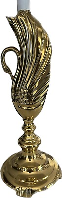 #ad Vintage MCM Hollywood Regency Brass Swan Table Lamp no Shade $90.00