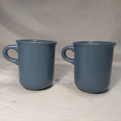 #ad 2 Vintage DANSK Stoneware Slate Blue Mugs $49.95