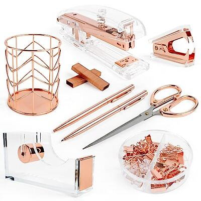 #ad Every Desk Rose Gold Office Supplies and Accessories Rose Gold Desk Accessories $36.80