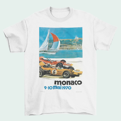 #ad 1970 Monaco Grand Prix T Shirt Vintage F1 Race Shirt Formula 1 Racing Tee $19.99