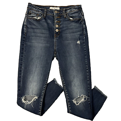 #ad KanCan Estilo Teen#x27;s Skinny Size 7 27 27X25 Blue Button Fly Denim Jeans $12.95