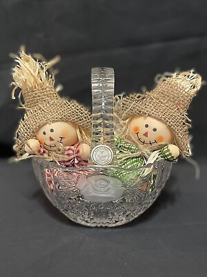 #ad Crystal Basket Vintage With Handle From Germany 24% Lead Crystal Clear $22.00