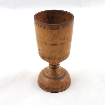 #ad Antique Treenware Treen Goblet Cup Birds Eye Maple 4.5quot; $150.00