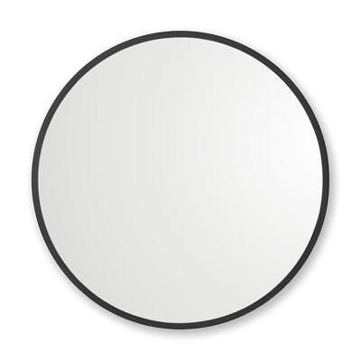 #ad better bevel Vanity Mirror 24quot; W x 24quot; H Rubber Framed Round Bathroom Black $67.26