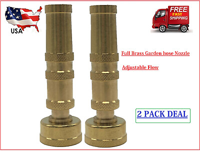 #ad Solid Brass Garden Spray Nozzle 4quot; Adjustable Twist Water Hose USA Stock 2 PACK $9.75