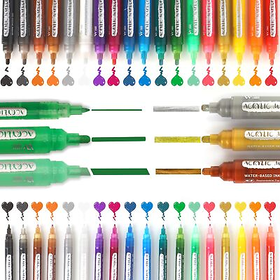 #ad 36 Colored Acrylic Paint Pens Ultra Fine Medium Chisel Tip Paint Markers ... $42.84