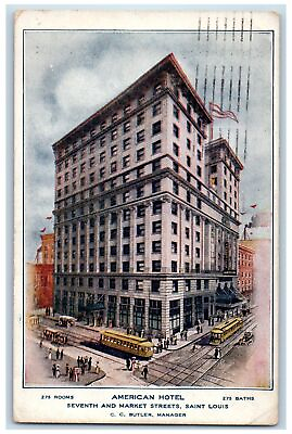 #ad 1914 American Hotel Seventh And Market Streets Saint Louis MO Posted Postcard $29.95