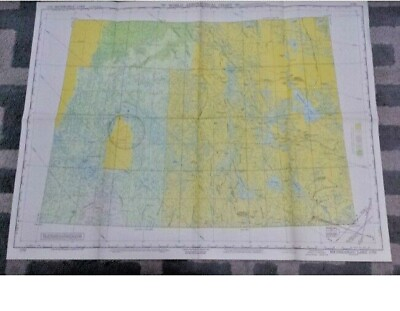 #ad Vtg Michikamau Lake Canada World Aeronautical Chart 1947 179 Map Decor 29x22 $13.75