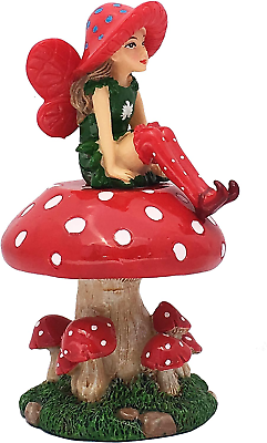 #ad LULU the Large Miniature Fairy with a Detachable Mushroom Fairy Stand for a Fair $31.05