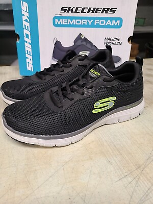 #ad NEW Men#x27;s Skechers Athletic Memory Foam Shoes Black Machine Washable Pick Size $33.95