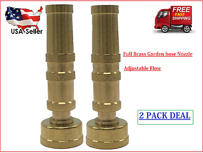 #ad Solid Brass Garden Spray Nozzle 4quot; Adjustable Twist Water Hose USA Stock 2 PACK $10.95