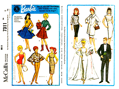 #ad Vintage 1960s Barbie amp; Ken Clothes amp; Knitting Pattern Reproduction McCall#x27;s 7311 $9.95