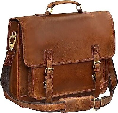 #ad 18quot; Buffalo Leather Messenger Shoulder Bag Leather Laptop Bag Leather Briefcase $99.99