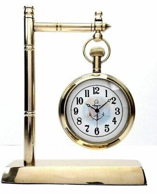 #ad Beautiful Vintage Brass Desk Clock Table Clock Antique Nautical watch new $22.79