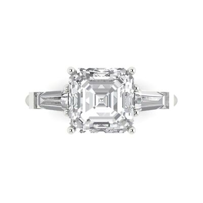 #ad 3.5ct Asscher Cut Simulated Diamond 18k White Gold 3 Wedding Classic Bridal Ring $412.29