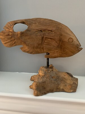 #ad Wooden Mounted Fish Sculpture $59.98