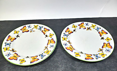#ad Set of 2 TABLETOPS UNLIMITED GARDEN BUTTERFLY Dinner plates 10 1 2quot; Dia AS IS $12.00