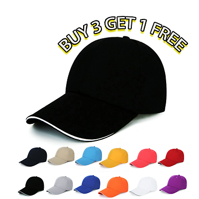 #ad Plain Baseball Cap for Men and Women Strapback Closure Adjustable Hat Polo Style $5.98