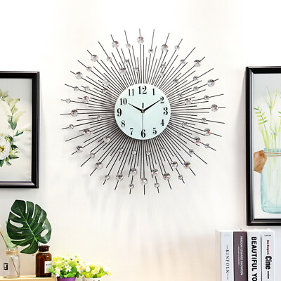 #ad 3D Large Metal Sunburst Wall Clock Luxury Wall Clock Battery Operated Home Decor $44.59