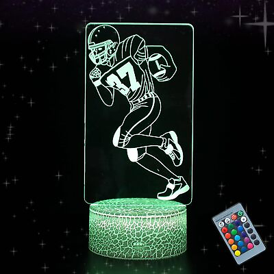 #ad Rugby American Football Player 3D Illusion Night Lights 16 Colors Changing Desk $23.57