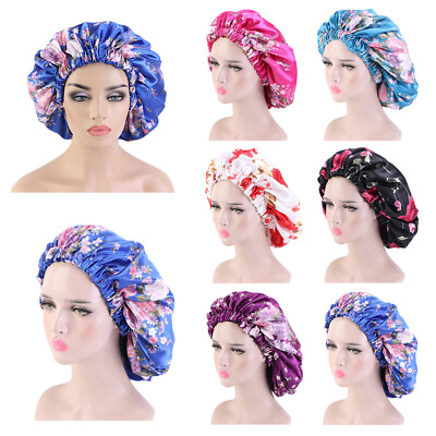 #ad Satin Printed Women Head Scarf Night Sleeping Caps Turban Bonnet Hijab Chemo Hat C $7.99