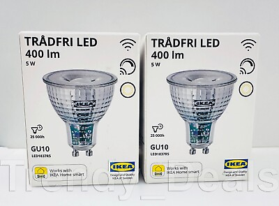 #ad SET of 2 Ikea TRÅDFRI TRADFRI LED Bulb GU10 400 Lumen 5 W Dimmable 304.088.04 $29.99