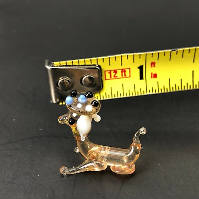 #ad Lampwork Art Glass Dog with Hat .75quot; Lampworking Technique Diorama Dollhouse VTG $25.31