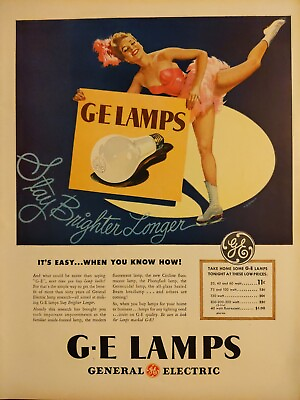 #ad 1946 vintage general electric lamp print ad. It#x27;s easy... When you know how $8.99