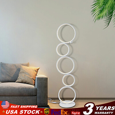 #ad Modern 5 Ring Floor Lamp LED Night Light Corner Standing Light Living Room Decor $73.15