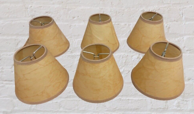 #ad Vintage 6 Rustic Oiled Kraft Crackled Clip On Lamp Shades 4quot; tall for Chandelier $37.99
