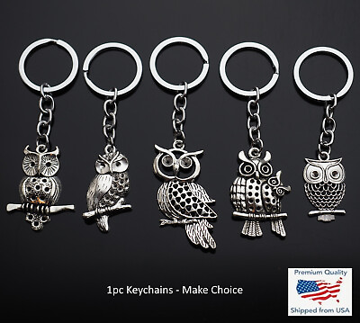 #ad Vintage Hollow Out Owl Silver Pendant Keychain Key Chain Gift 5 Owls Choices $6.99