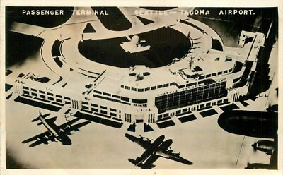 #ad Airport Passenger Terminal Seattle Washington 1940s RPPC Photo Postcard 20 13530 $13.99