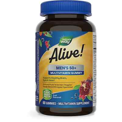 #ad Nature#x27;s Way Alive Men#x27;s 50 Gummy Multivitamins B Vitamins Fruit Flavored 6 $19.99