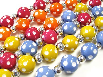 #ad Polka Dot Beads Round Acrylic 15mm Bubble Gum Jewelry DIY Beads 50 pcs Mix $7.50