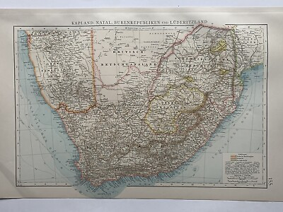 #ad 1899 South Africa Original Antique Map by Richard Andree GBP 19.99