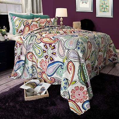 #ad Paisley Floral Reversible Quilted Blanket Bedspread Twin Queen King $19.99
