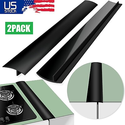 #ad 2×Silicone Kitchen Stove Counter Gap Cover Oven Guard Spill Seal Slit Mat Filler $9.90