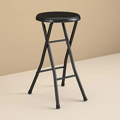 #ad Folding Metal Stool Portable Indoor Counter Bar Stools，Durable And Sturdy，Black $15.47