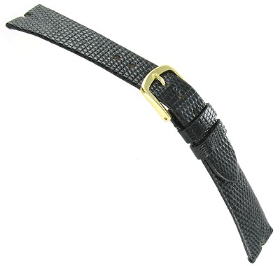 #ad 18mm Long Hadley Roma Lizard Gucci Cut Black Unstitched Mens Watch Band MS972 $42.95