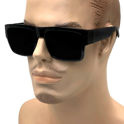 #ad Large Square CHOLO Sunglasses Super Dark OG LOCS Style GANGSTER Style Black Kim $12.99