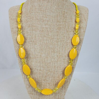 #ad Vintage 1990s Casual Career Yellow Beaded Necklace 28 Inch Pullover $9.00