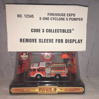#ad Code 3 Firehouse Expo E One Cyclone 2 Pumper 1:64 No. 12345 1999 $75.00