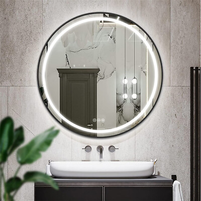#ad 31.5quot; Black Frame LED Bathroom Makeup Mirror Dimmable Anti Fog with Hanging Rope $99.94